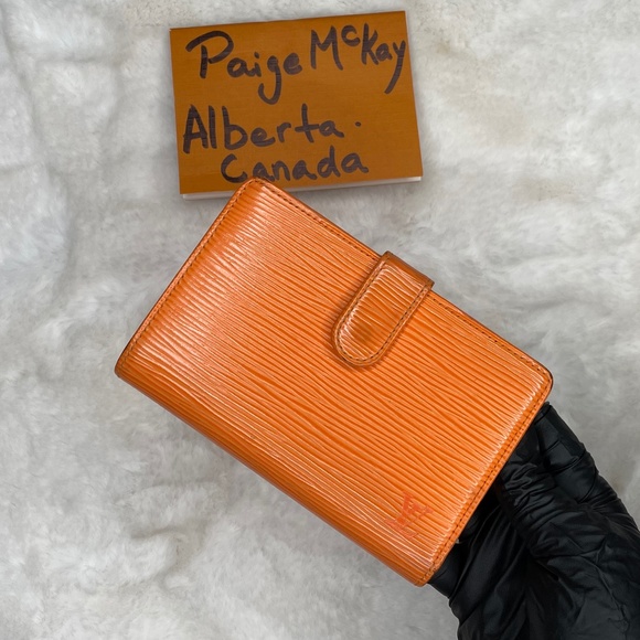 LOUIS VUITTON EPI KISSLOCK WALLET ORANGE - Picture 1 of 8